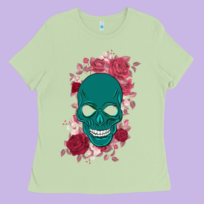 Skull With Flowers Ladies Tee Designed By Bettercallsaul