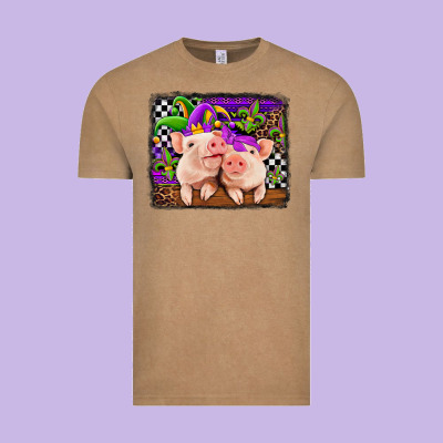 Mardi Gras Western Leopard Pigs Vintage Tee Designed By Jasminsmagicworld