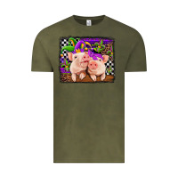 Vintage Olive mardi gras western leopard pigs Vintage Tee - Jasminsmagicworld