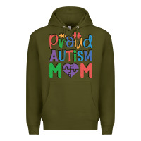 Army Green Proud Autism Mom Premium Hoodie - CowhideDigitalArt