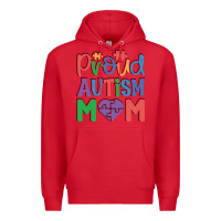 Red Proud Autism Mom Premium Hoodie - CowhideDigitalArt