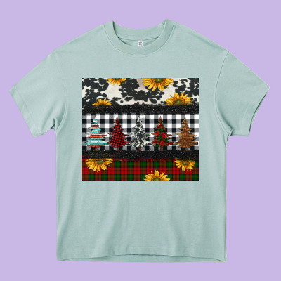 Christmas Trees And Sunflowers Heavy Core Tee Designed By Jasminsmagicworld