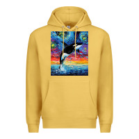 Antique Gold Orca Killer Whale Starry Night Colorful Ocean Art By Aja Premium Hoodie - trangStudio