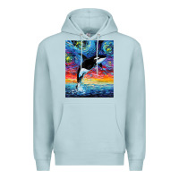 Orca Killer Whale Starry Night Colorful Ocean Art By Aja Premium Hoodie | Teevron