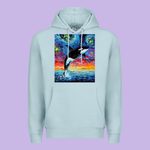 Orca Killer Whale Starry Night Colorful Ocean Art By Aja Premium Hoodie Designed By Trangstudio