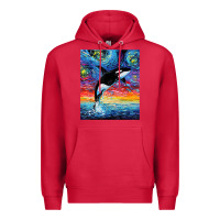 Cardinal Orca Killer Whale Starry Night Colorful Ocean Art By Aja Premium Hoodie - trangStudio