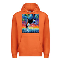 Carrot Orca Killer Whale Starry Night Colorful Ocean Art By Aja Premium Hoodie - trangStudio