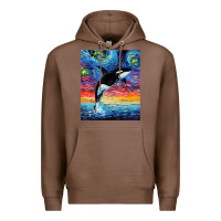 Chestnut Orca Killer Whale Starry Night Colorful Ocean Art By Aja Premium Hoodie - trangStudio