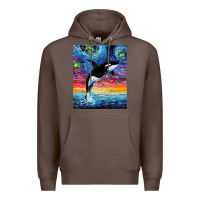 Coffee Orca Killer Whale Starry Night Colorful Ocean Art By Aja Premium Hoodie - trangStudio