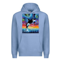 Colony Blue Orca Killer Whale Starry Night Colorful Ocean Art By Aja Premium Hoodie - trangStudio