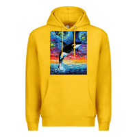 Lemon Orca Killer Whale Starry Night Colorful Ocean Art By Aja Premium Hoodie - trangStudio