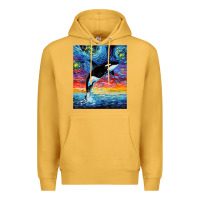 Mustard Orca Killer Whale Starry Night Colorful Ocean Art By Aja Premium Hoodie - trangStudio