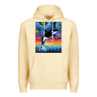 Pina Colada Orca Killer Whale Starry Night Colorful Ocean Art By Aja Premium Hoodie - trangStudio