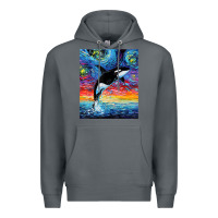 Rock Orca Killer Whale Starry Night Colorful Ocean Art By Aja Premium Hoodie - trangStudio