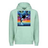 Seafoam Orca Killer Whale Starry Night Colorful Ocean Art By Aja Premium Hoodie - trangStudio