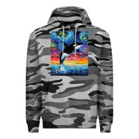 Slate Camo Orca Killer Whale Starry Night Colorful Ocean Art By Aja Premium Hoodie - trangStudio