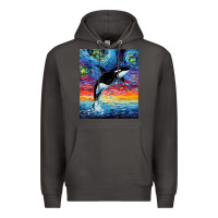 Smoke Orca Killer Whale Starry Night Colorful Ocean Art By Aja Premium Hoodie - trangStudio