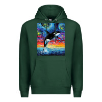 Sports Green Orca Killer Whale Starry Night Colorful Ocean Art By Aja Premium Hoodie - trangStudio