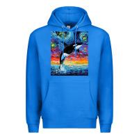 True Royal Orca Killer Whale Starry Night Colorful Ocean Art By Aja Premium Hoodie - trangStudio