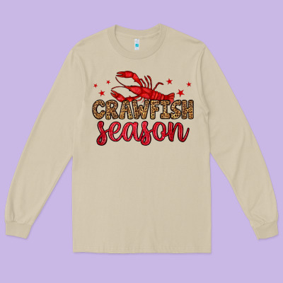 Crawfish Season Long Sleeve Tee Designed By Oliviacreatesart
