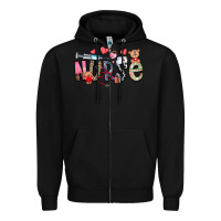 Black Nurse Valentines Day Zipper Hoodie - CowhideDigitalArt