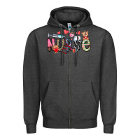 Charcoal Heather Nurse Valentines Day Zipper Hoodie - CowhideDigitalArt