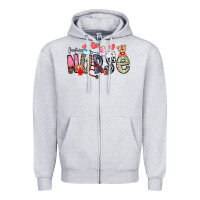 Heather Grey Nurse Valentines Day Zipper Hoodie - CowhideDigitalArt
