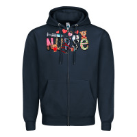 Navy Nurse Valentines Day Zipper Hoodie - CowhideDigitalArt