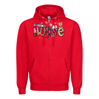 Red Nurse Valentines Day Zipper Hoodie - CowhideDigitalArt