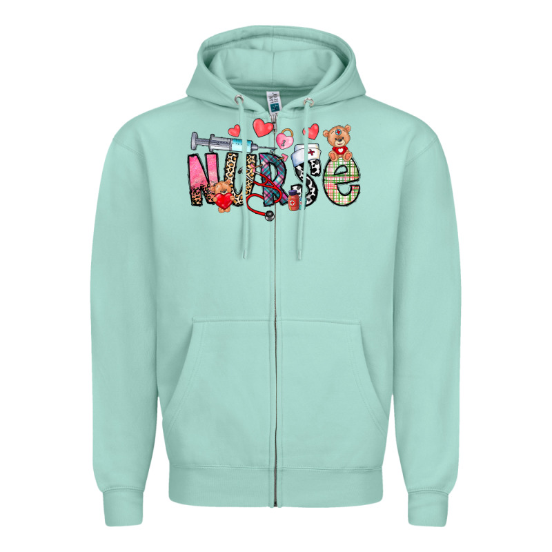 Nurse Valentines Day Zipper Hoodie by CowhideDigitalArt | Teevron