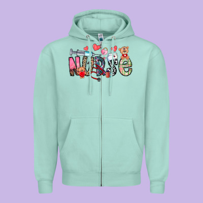 Nurse Valentines Day Zipper Hoodie Designed By Cowhidedigitalart