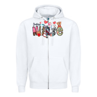 White Nurse Valentines Day Zipper Hoodie - CowhideDigitalArt