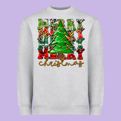 Merry Christmas Tree Heavyweight Sweatshirt Designed By Cowhidedigitalart