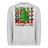Heather Grey Merry Christmas Tree Heavyweight Sweatshirt - CowhideDigitalArt