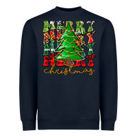 Navy Merry Christmas Tree Heavyweight Sweatshirt - CowhideDigitalArt