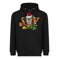 Black Christmas joy english bulldog Heavyweight Hoodie - BarkalooDesign