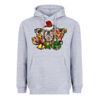 Heather Grey Christmas joy english bulldog Heavyweight Hoodie - BarkalooDesign