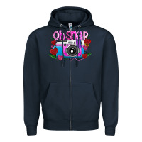Navy Oh Snap Zipper Hoodie - CowhideDigitalArt