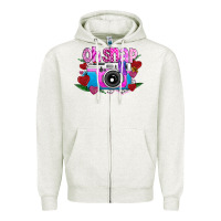 Oatmeal Heather Oh Snap Zipper Hoodie - CowhideDigitalArt