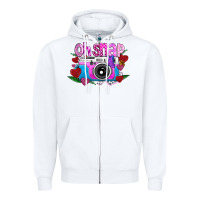 White Oh Snap Zipper Hoodie - CowhideDigitalArt