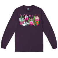 Plum pink christmas snowman coffee cups Long Sleeve Tee - OliviaCreatesArt