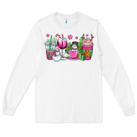 White pink christmas snowman coffee cups Long Sleeve Tee - OliviaCreatesArt