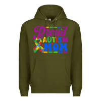 Army Green Proud Autism Mom Premium Hoodie - CowhideDigitalArt