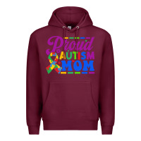 Burgundy Proud Autism Mom Premium Hoodie - CowhideDigitalArt
