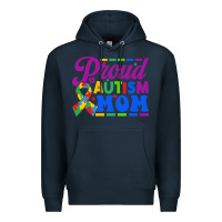 Navy Proud Autism Mom Premium Hoodie - CowhideDigitalArt