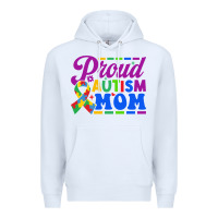 White Proud Autism Mom Premium Hoodie - CowhideDigitalArt