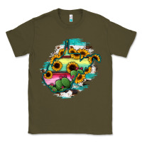 Army Green west virginia map sunflower cactus serape Classic Tee - RanaPortraitStore