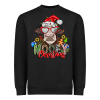 Black Mooey Christmas Heavyweight Sweatshirt - CowhideDigitalArt
