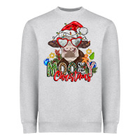 Heather Grey Mooey Christmas Heavyweight Sweatshirt - CowhideDigitalArt