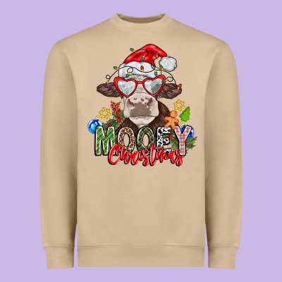 Mooey Christmas Heavyweight Sweatshirt Designed By Cowhidedigitalart